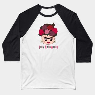 Cute and creepy espanol Halloween Frida  Kahlo cupcake Baseball T-Shirt